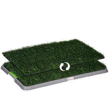 PawHut Toaletă pentru Câini, Iarbă Artificială pentru Câini cu Tavă pentru Antrenamentul la Oliță, 67x41 cm, Verde