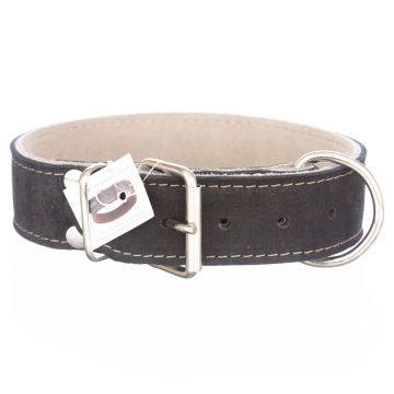 Zgarda din piele, neagra, grosime dubla, 4 cm x 60 cm