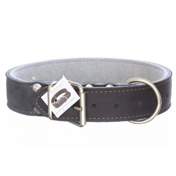 Zgarda din piele, neagra, grosime dubla, 4 cm x 70 cm