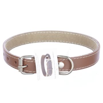 Zgarda din piele, maro, pentru caini de talie medie, 2 cm x 45 cm