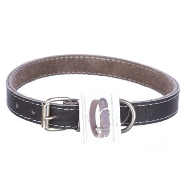 Zgarda din piele, neagra, pentru caini de talie medie, 2 cm x 45 cm