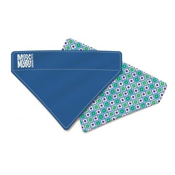 Bandana pentru caini Max & Molly, retro albastra, reversibila, dimensiuni 22.5 cm x 17 cm x 4.5 cm