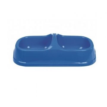 Castron pentru caini Tatrapet, 24 cm, dublu, albastru