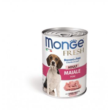 Monge Fresh Chunks Adult - Hrana umeda super-premium - Porc - Pachet 4 X 400 gr