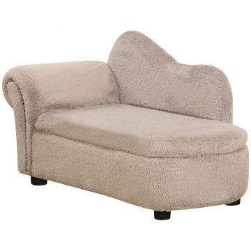 PawHut Canapea Ridicată pentru Câini cu Spațiu Ascuns pentru Depozitare, 80x40x46 cm, Bej | Aosom Romania