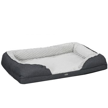 PawHut Pat pentru Câini Căptușit cu Pernă Detașabilă și Lavabilă, Bază Antiderapantă, Dimensiuni 120x80x22 cm, Gri Cărbune | Aosom Romania