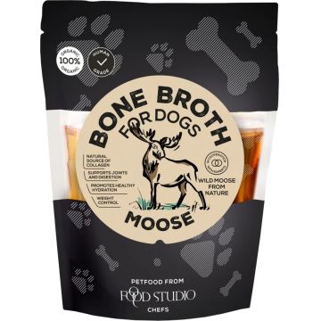 Supa de oase pentru caini, Food Studio, elan salbatic, bio, 230 ml