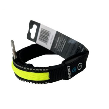 Zgarda nylon cu LED, galbena, moduri de lumina continuu si intermitent, lungime 33-45 cm