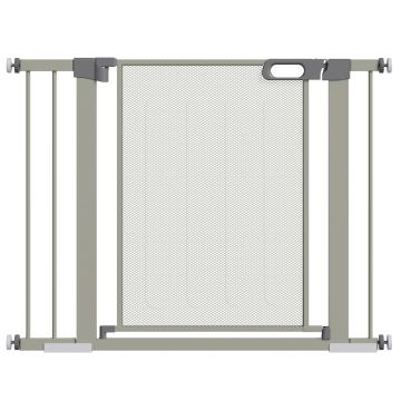 PawHut Barieră Extensibilă pentru Câini cu Închidere Automată din Oțel și ABS, 75-103x76 cm, Gri | Aosom Romania