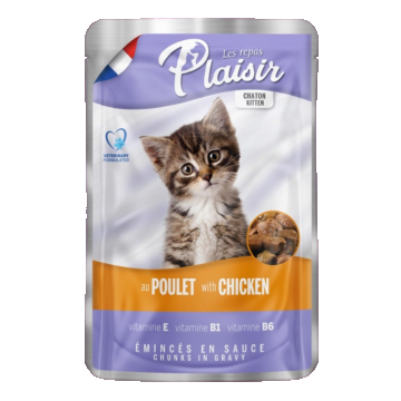Hrana umeda pentru pisici Plaisir Kitten, Pui, 22 x 100g