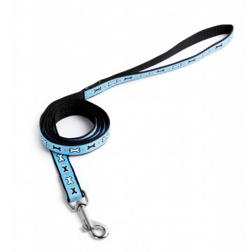 Lesa nylon, albastra, cu decor os, lungime 120 cm, latime 1.6 cm