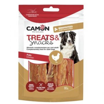 Recompense pentru caini, Camon, Fasii de carne de Pui deshidratat, 80 g