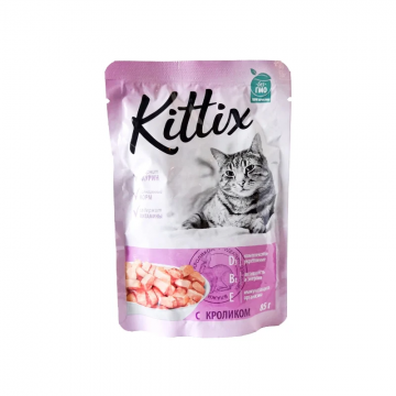 Hrana umeda pentru pisici adulte KITTIX, iepure, 85G Hrana umeda pentru pisici adulte KITTIX, iepure, 85G