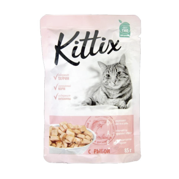 Hrana umeda pentru pisici adulte KITTIX, peste, 85G Hrana umeda pentru pisici adulte KITTIX, peste, 85G