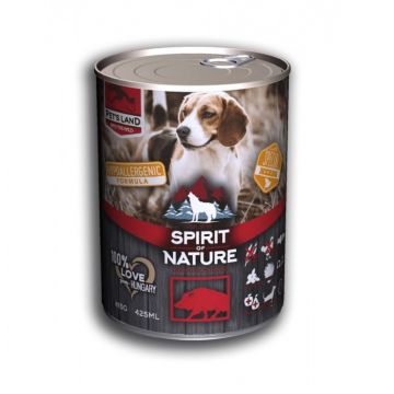Hrana umeda pentru caini Spirit of Nature, Mistret, Hipoalergenic, 75% carne, 415g Hrana umeda pentru caini Spirit of Nature, Mistret, Hipoalergenic, 75% carne, 415g