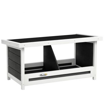 PawHut Cuibar pentru Găini cu 2 Zone, Bază Înălțată și Acoperiș din Bitum, 66x37x34 cm, Gri | Aosom Romania