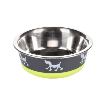 CASTRON PENTRU CAINI DIN INOX GREY/LIME FLAMINGO 21.5CMx1700ML