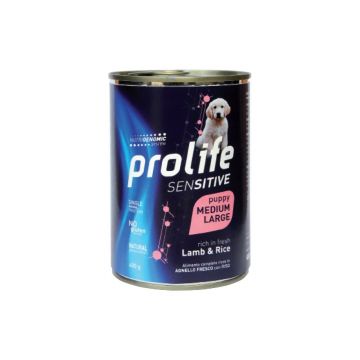 HRANA UMEDA PENTRU CAINI PREMIUM PROLIFE DOG PUPPY MEDIUM/LARGE SENSITIVE MIEL&OREZ CV 400GR