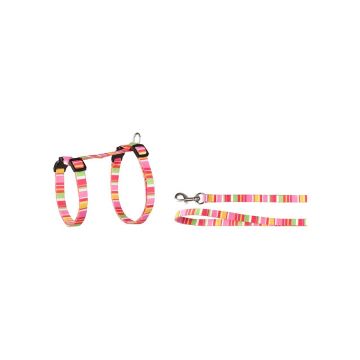 SET HAM+LESA PENTRU PISICA FLAMINGO AMIRA PINK 20-35CMx10MM