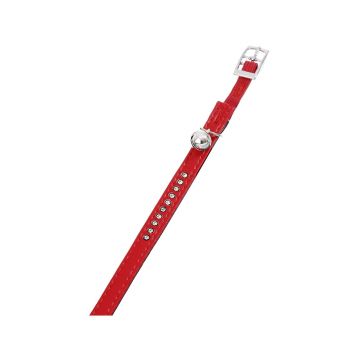 ZGARDA PENTRU PISICI FLAMINGO MONTE CARLO RED&BLACK CU CLOPOTEL&STRASURI 22-25CMx11MM