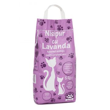 Asternut igienic natural pentru pisici, Nisipur Lavanda, bentonita, 5 kg