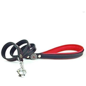 Bestia Lesa Bijou, Piele Naturala, 110 cm/2 cm, Negru/ Rosu