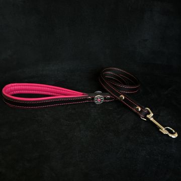 Bestia Lesa Bijou, Piele Naturala, 110 cm/2 cm, Negru/ Roz