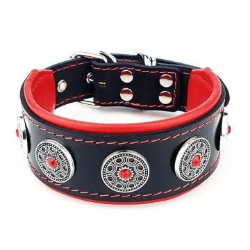 Bestia Zgarda Bijou, Piele Naturala, M, Negru/ Rosu Bestia Zgarda Bijou, Piele Naturala, M, Negru/ Rosu