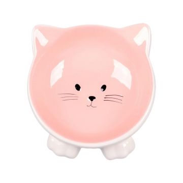 Castron din Ceramica pentru Pisici, Flamingo Puzi Pink, 125 ml