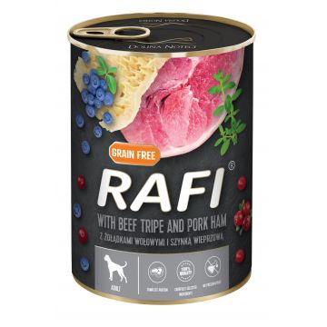 Hrana Umeda Caini, Rafi Dog, Sunca de Porc si Burta de Vita, 400 g