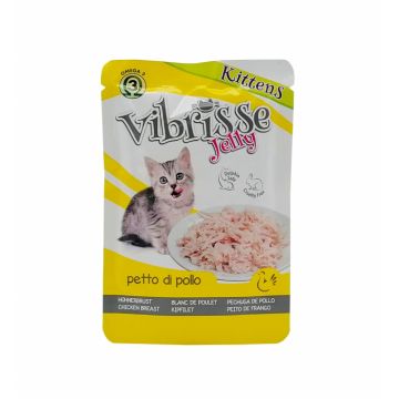 Hrana umeda pentru pisici Croci Vibrisse, Kitten, Piept de pui in aspic, 70g