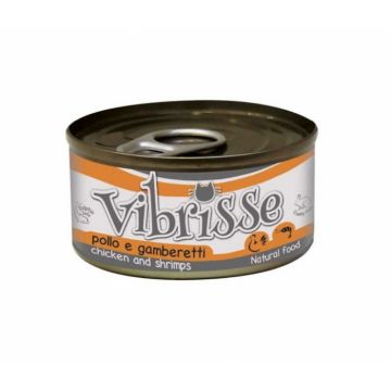 Hrana umeda pentru pisici Croci Vibrisse Natural, Pui si creveti, 70g