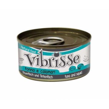 Hrana umeda pentru pisici Croci Vibrisse Natural, Ton si calamar, 70g