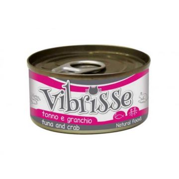 Hrana umeda pentru pisici Croci Vibrisse Natural, Ton si crab, 70g