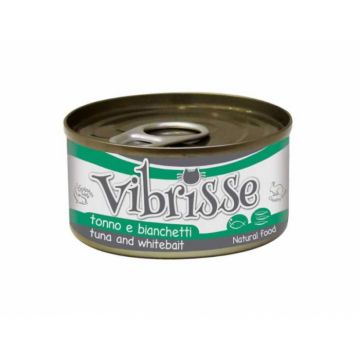 Hrana umeda pentru pisici Croci Vibrisse Natural, Ton si peste alb, 70g