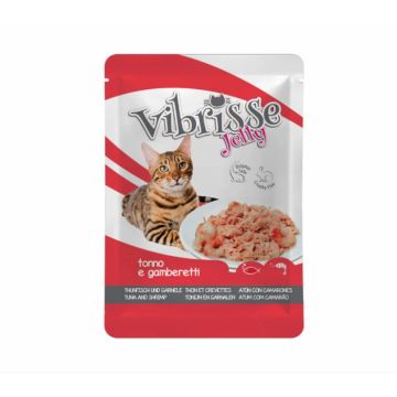Hrana umeda pentru pisici Croci Vibrisse, Ton si creveti in aspic, 70g
