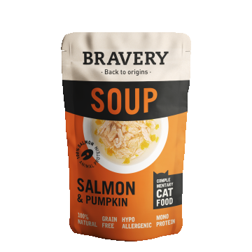 Hrana Umeda Pisici, Bravery Soups Cat, Somon si Dovleac, 40 g ieftina