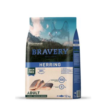 Hrana Uscata Caini, Bravery Dog, Large-Medium Adult, Hering, 12 kg