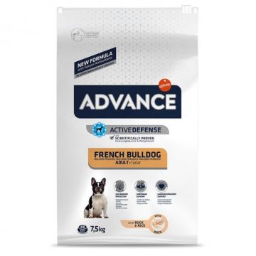 Hrana uscata pentru caini Advance French Bulldog Adult cu rata  orez 7,5 kg