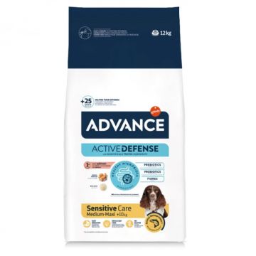 Hrana uscata pentru caini Advance Sensitive Medium-Maxi cu somon 12 kg