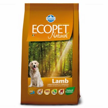 Hrana uscata pentru caini Ecopet Natural Medium Adult cu miel 12 kg