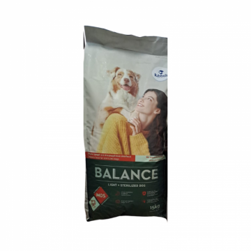Hrana uscata pentru caini Kibbus Balance Light Sterilized, Pui si orez, 15 kg