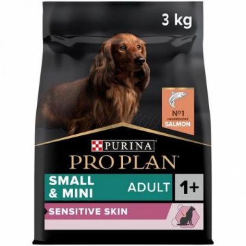 Hrana uscata pentru caini Pro Plan Small  Mini Adult Sensitive Skin cu somon 3 kg