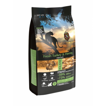 Hrana uscata pentru pisici Ambrosia Steril, Curcan si hering, hipoalergenic, fara cereale, 1.5kg