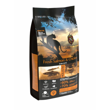 Hrana uscata pentru pisici Ambrosia Steril, Somon si pui, hipoalergenic, fara cereale, 1.5kg