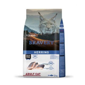 Hrana Uscata Pisici, Bravery Adult Cat, Hering, 2 kg ieftina