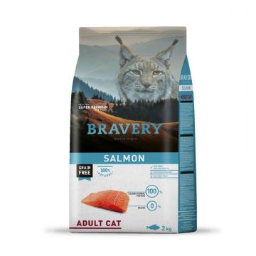 Hrana Uscata Pisici, Bravery Adult Cat, Somon, 2 kg