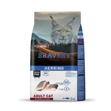 Hrana Uscata Pisici, Bravery Adult Cat Sterilised, Hering, 2 kg