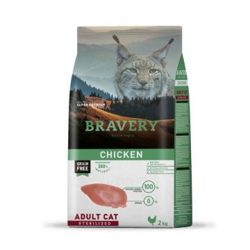 Hrana Uscata Pisici, Bravery Adult Cat Sterilised, Pui, 2 kg