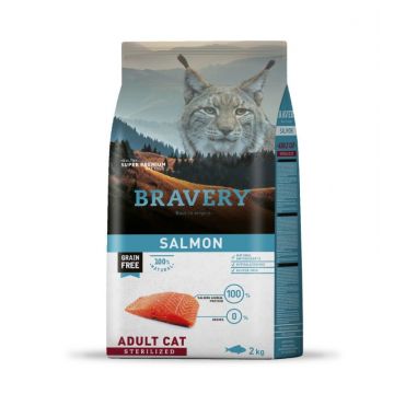 Hrana Uscata Pisici, Bravery Adult Cat Sterilised, Somon, 2 kg ieftina